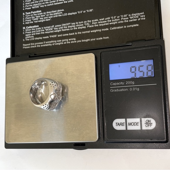 Solid Heavy Real 14K REAL White Gold Modern Hearts Flowers Bold Ring - Picture 9 of 17